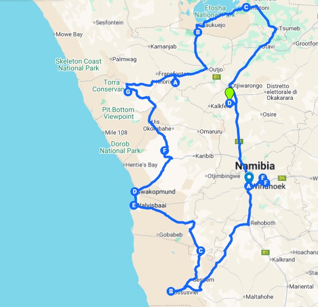Mappa On the road NAMIBIA